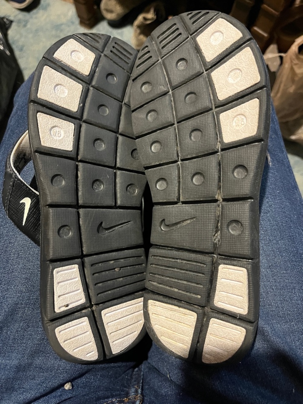 Nike Black and White Cushioned Flip Flop Sandals - Picture 2 of 2